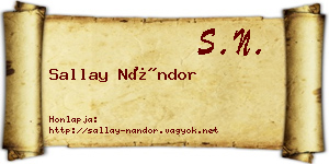 Sallay Nándor névjegykártya
